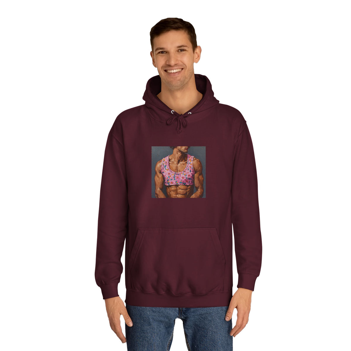 Man In Pink Crop Top Hoodie