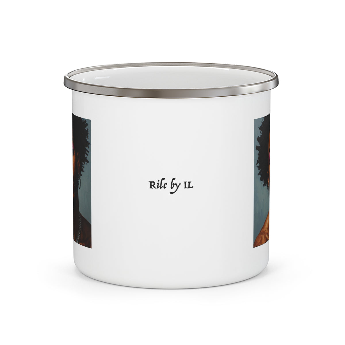 Man With Necklace Enamel Cup w/ Rile By IL Logo