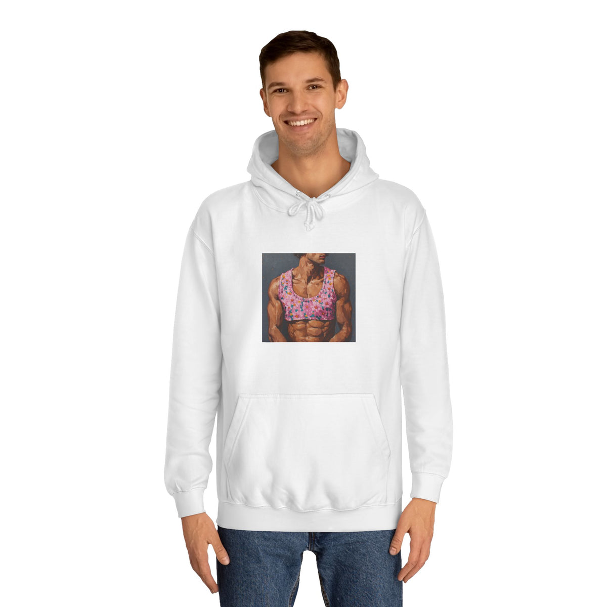 Man In Pink Crop Top Hoodie