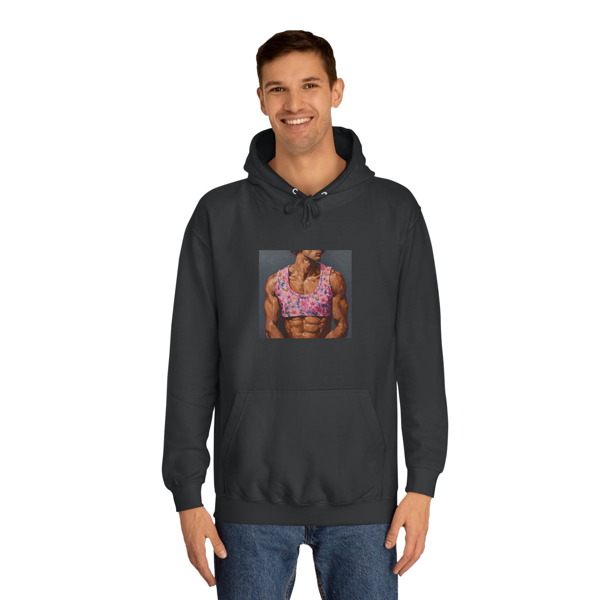 Man In Pink Crop Top Hoodie