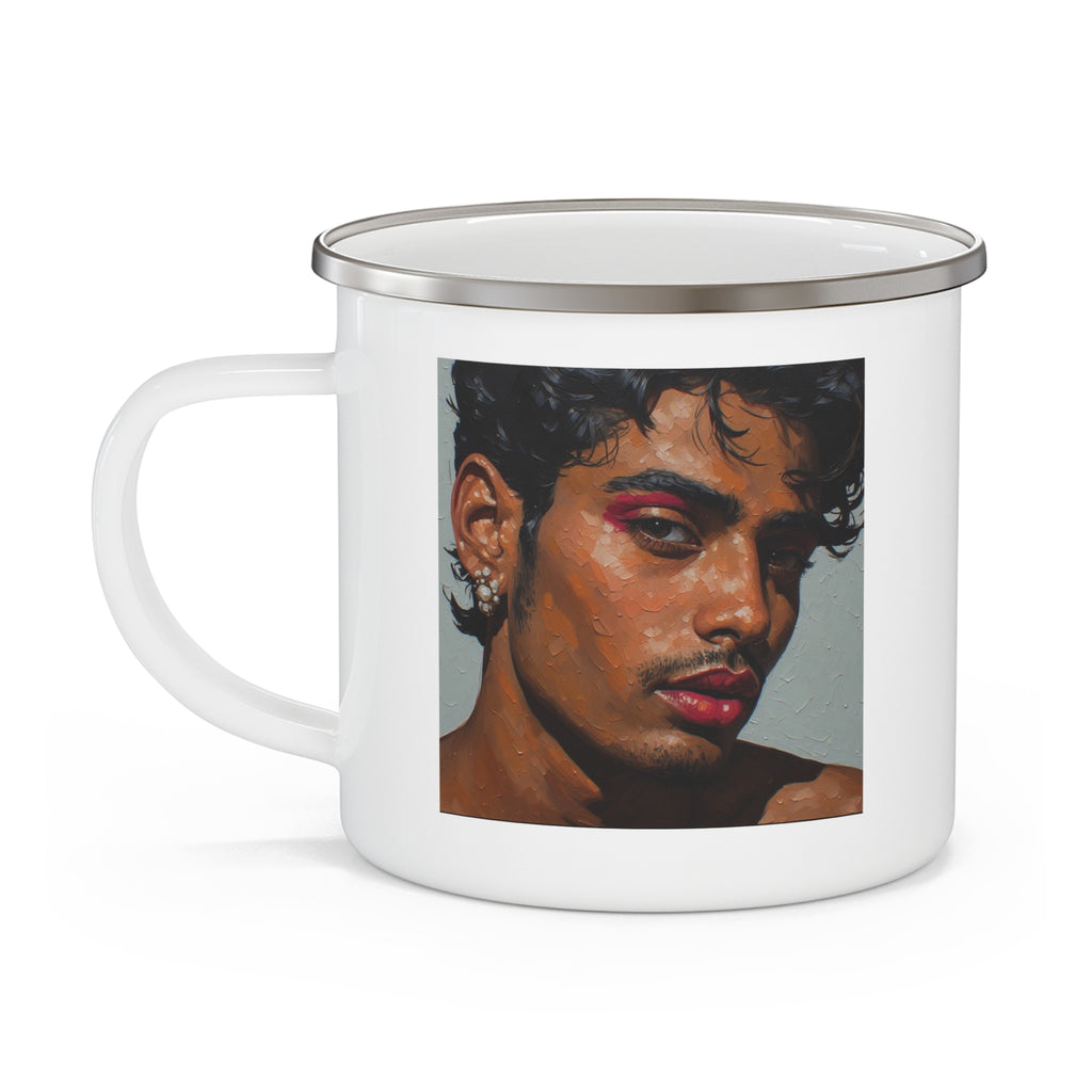 Man w/ Bijoux Camping Enamel Cup