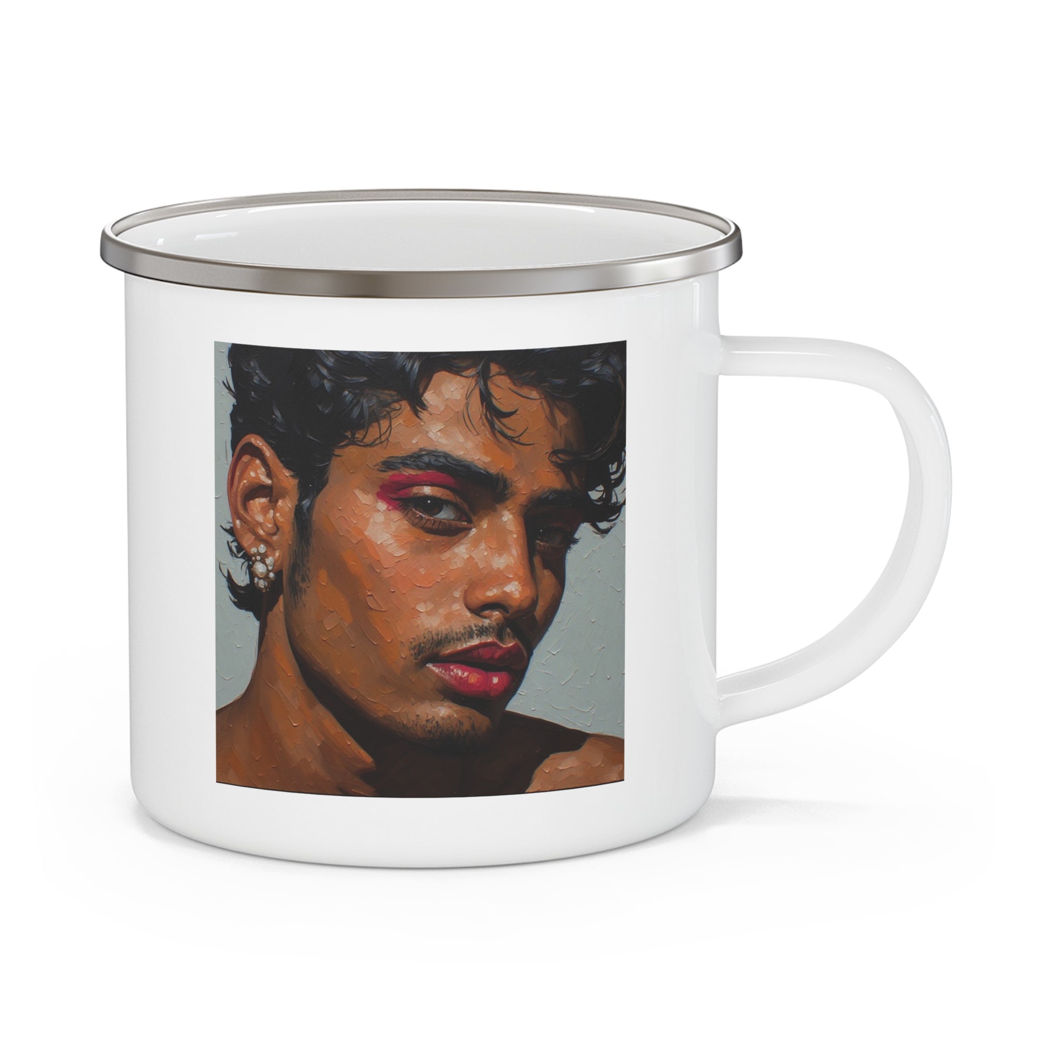 Man w/ Bijoux Camping Enamel Cup