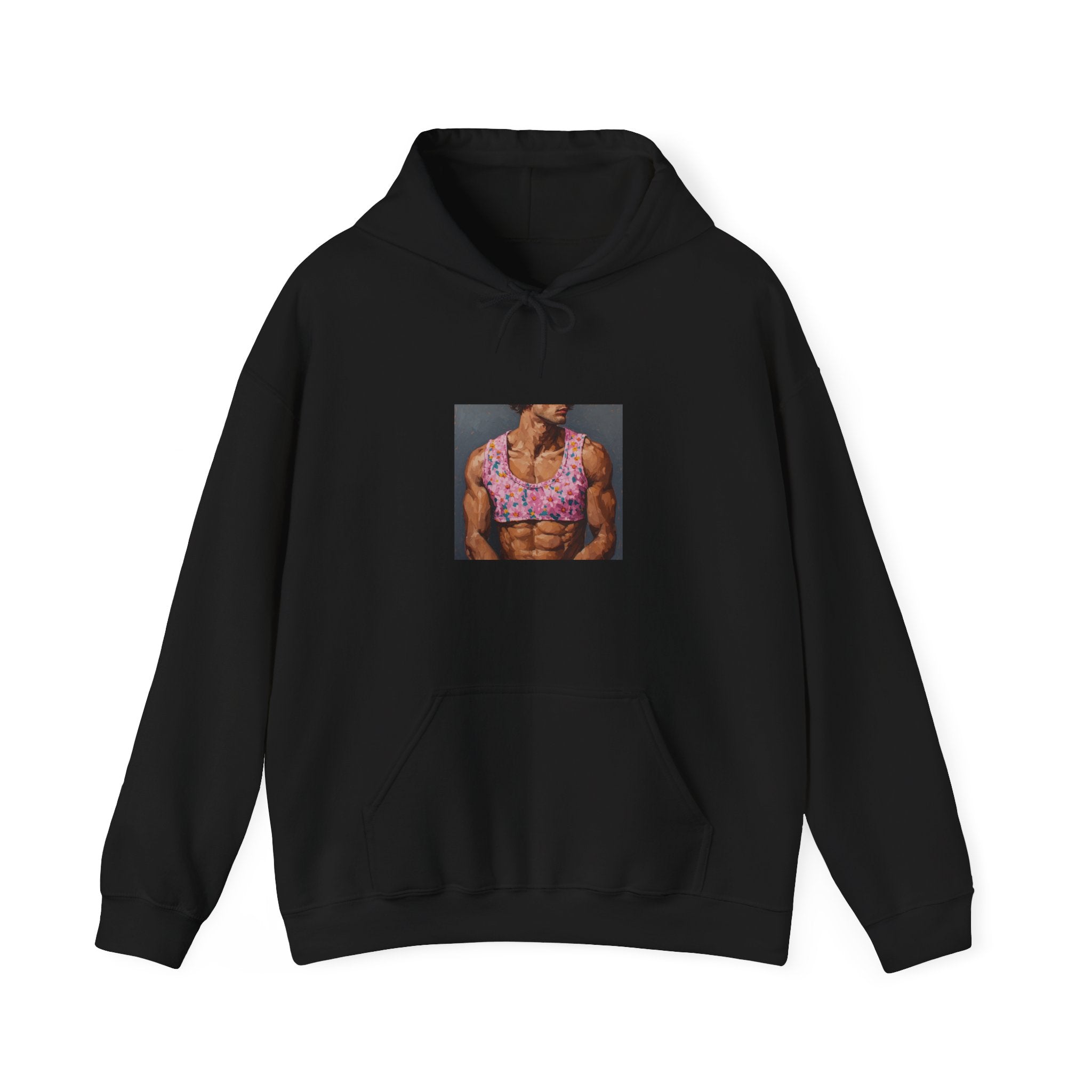 Pink Crop-Top Print Hoodie