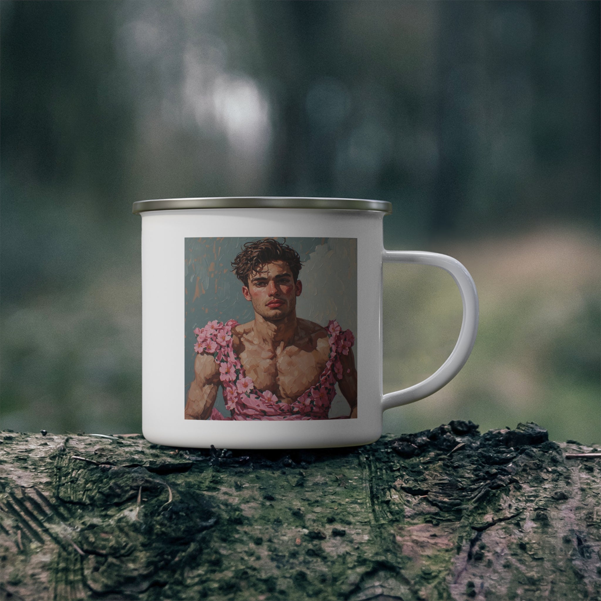 Man In Pink Dress Camping Enamel Cup