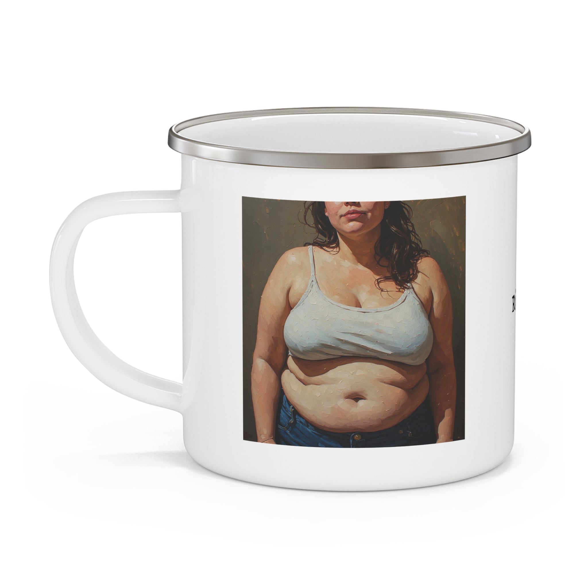 Woman In Jeans Camping Enamel Cup