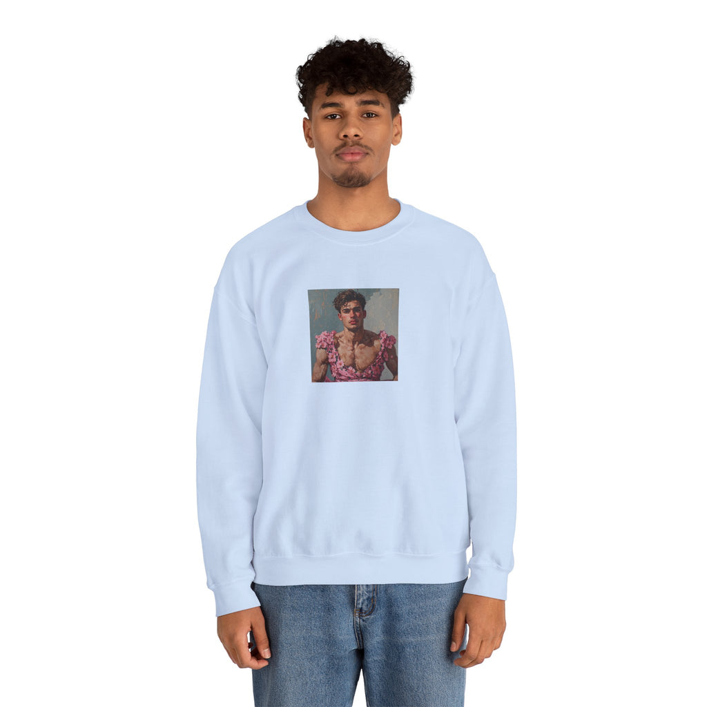 Man In Pink Dress Crewneck Sweatshirt