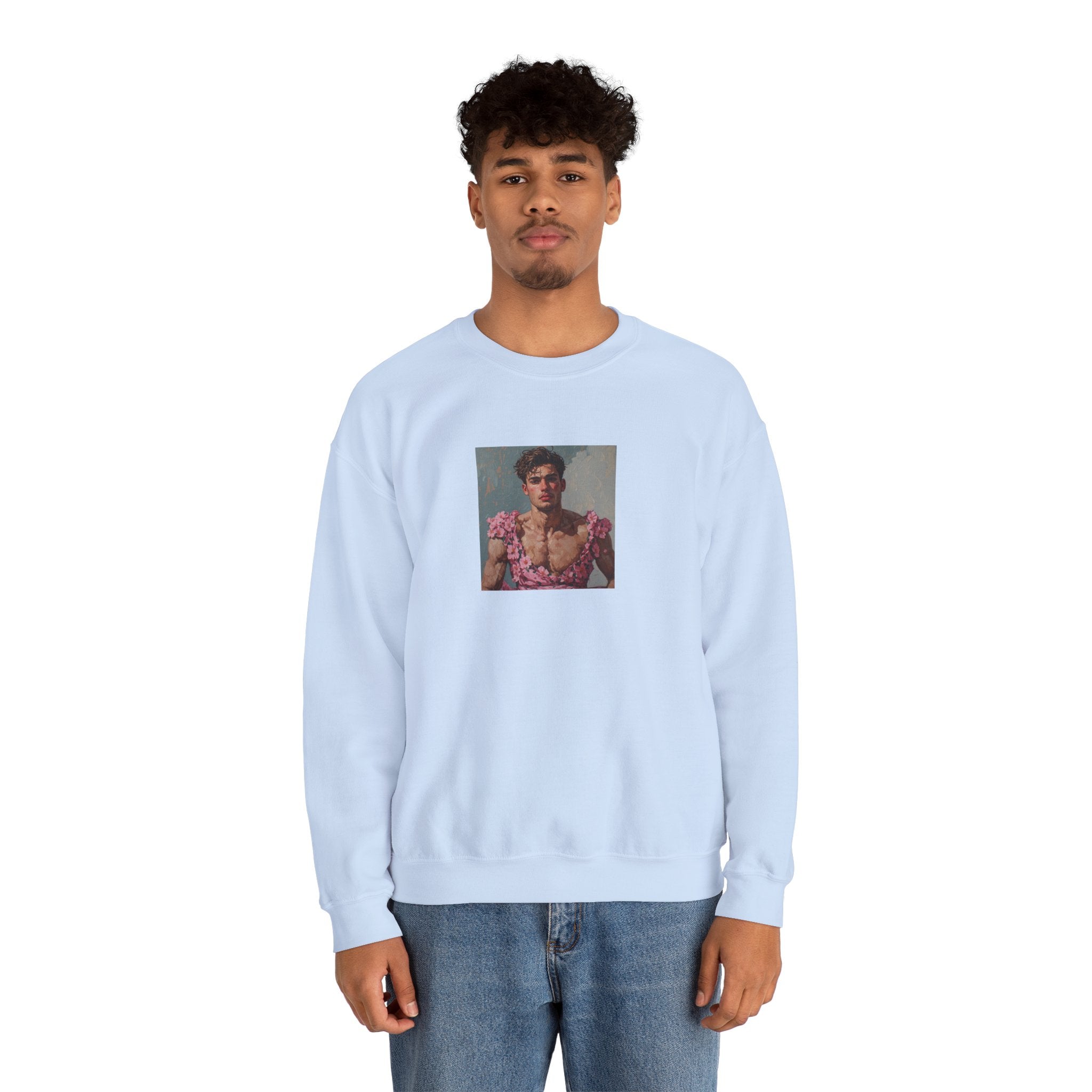 Man In Pink Dress Crewneck Sweatshirt