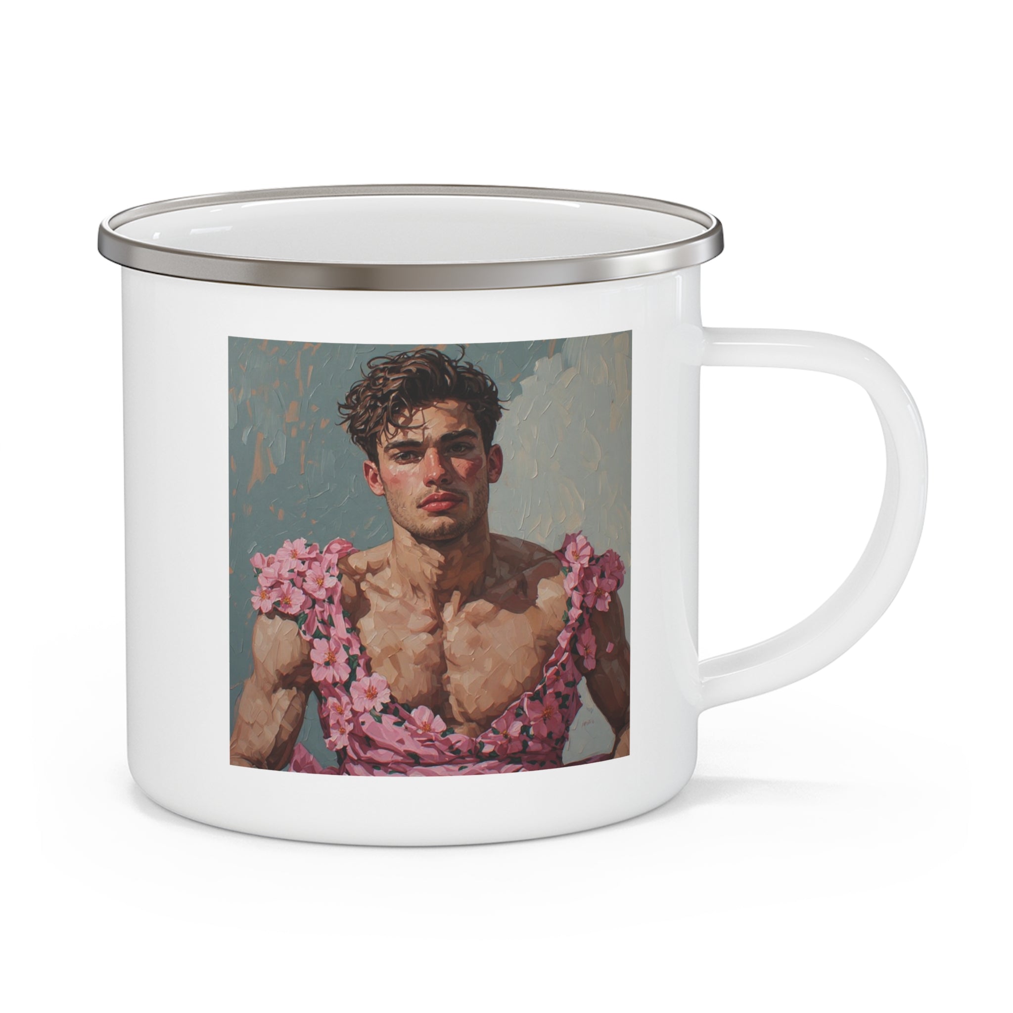 Man In Pink Dress Camping Enamel Cup