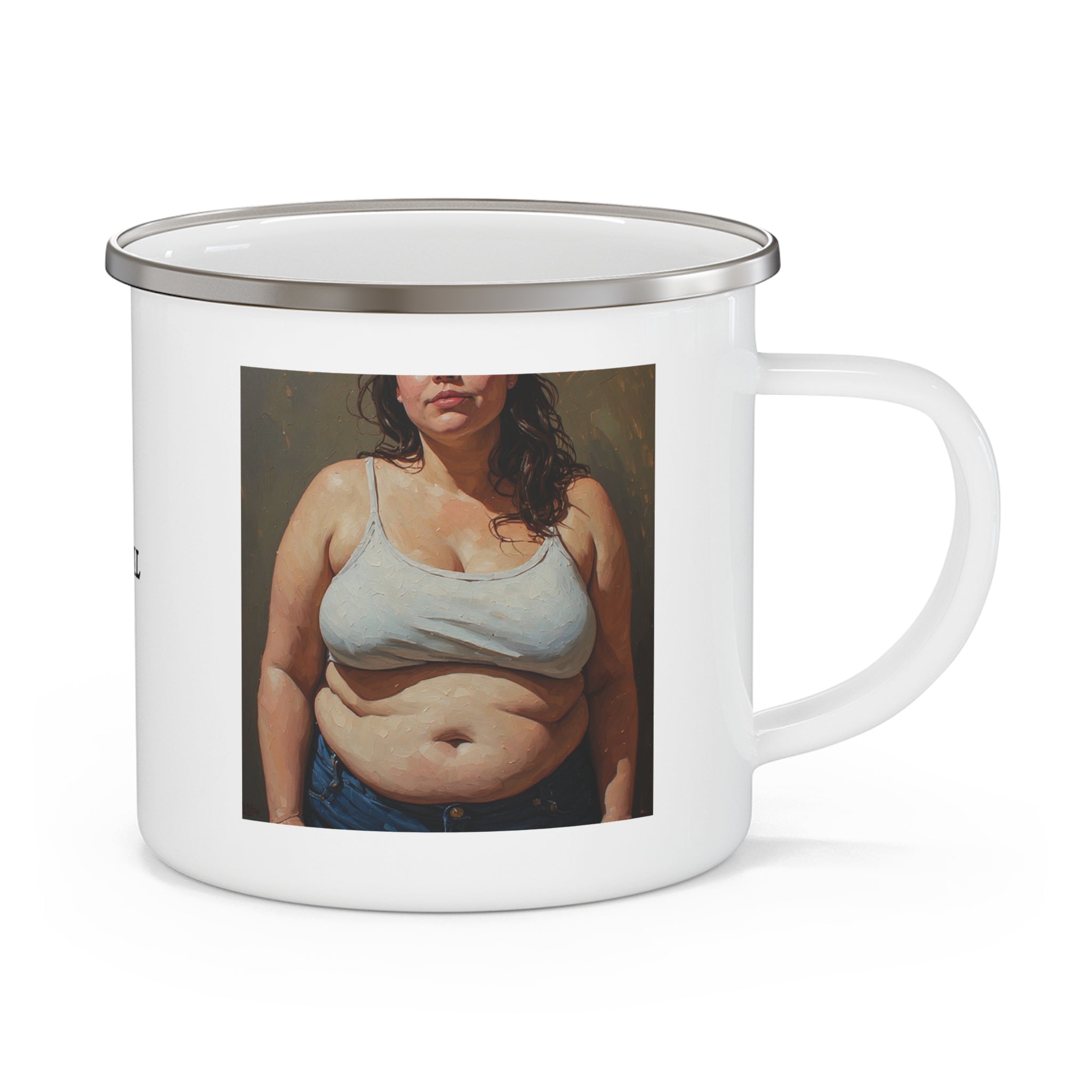 Woman In Jeans Camping Enamel Cup
