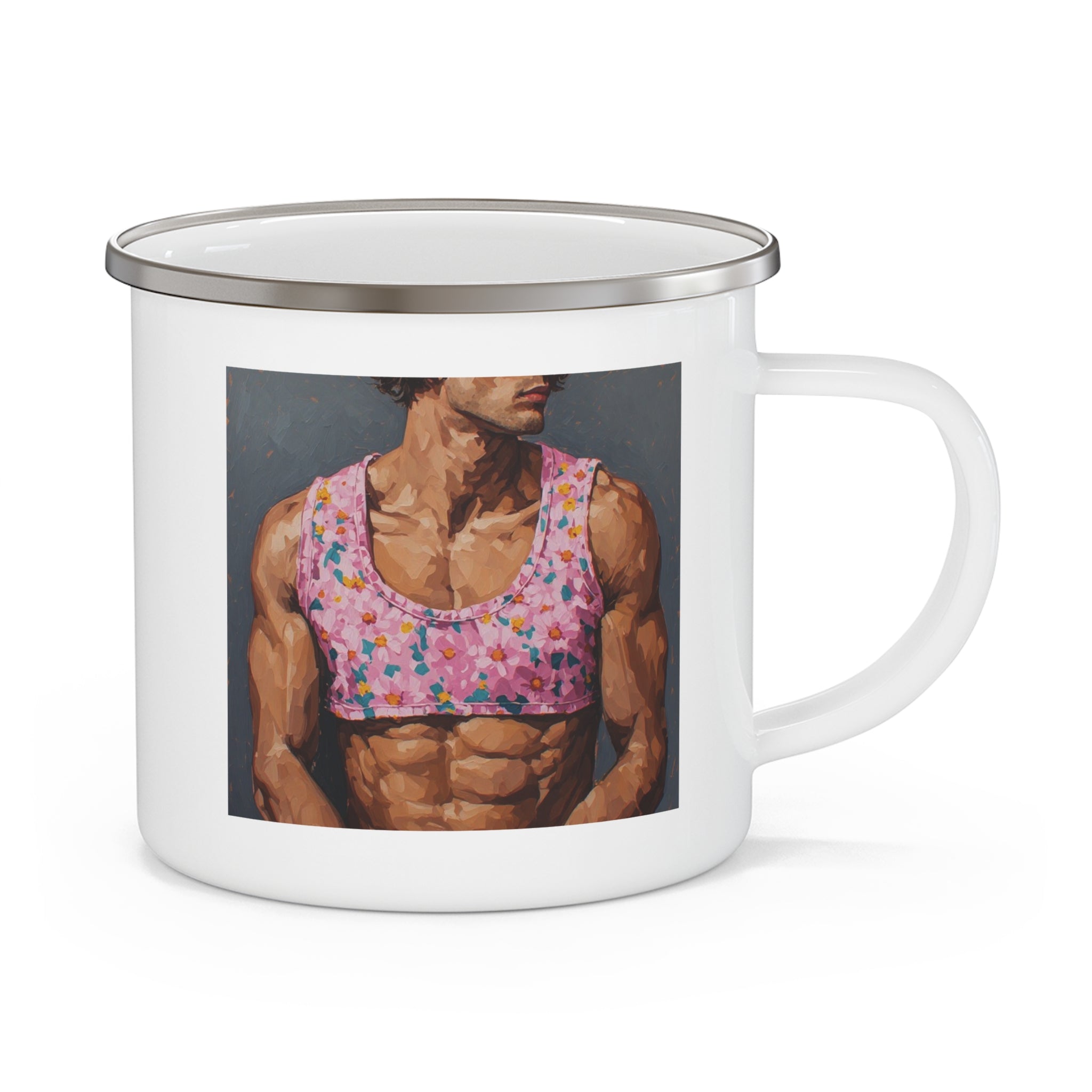 Pink Crop- Top Print Camping Enamel Cup