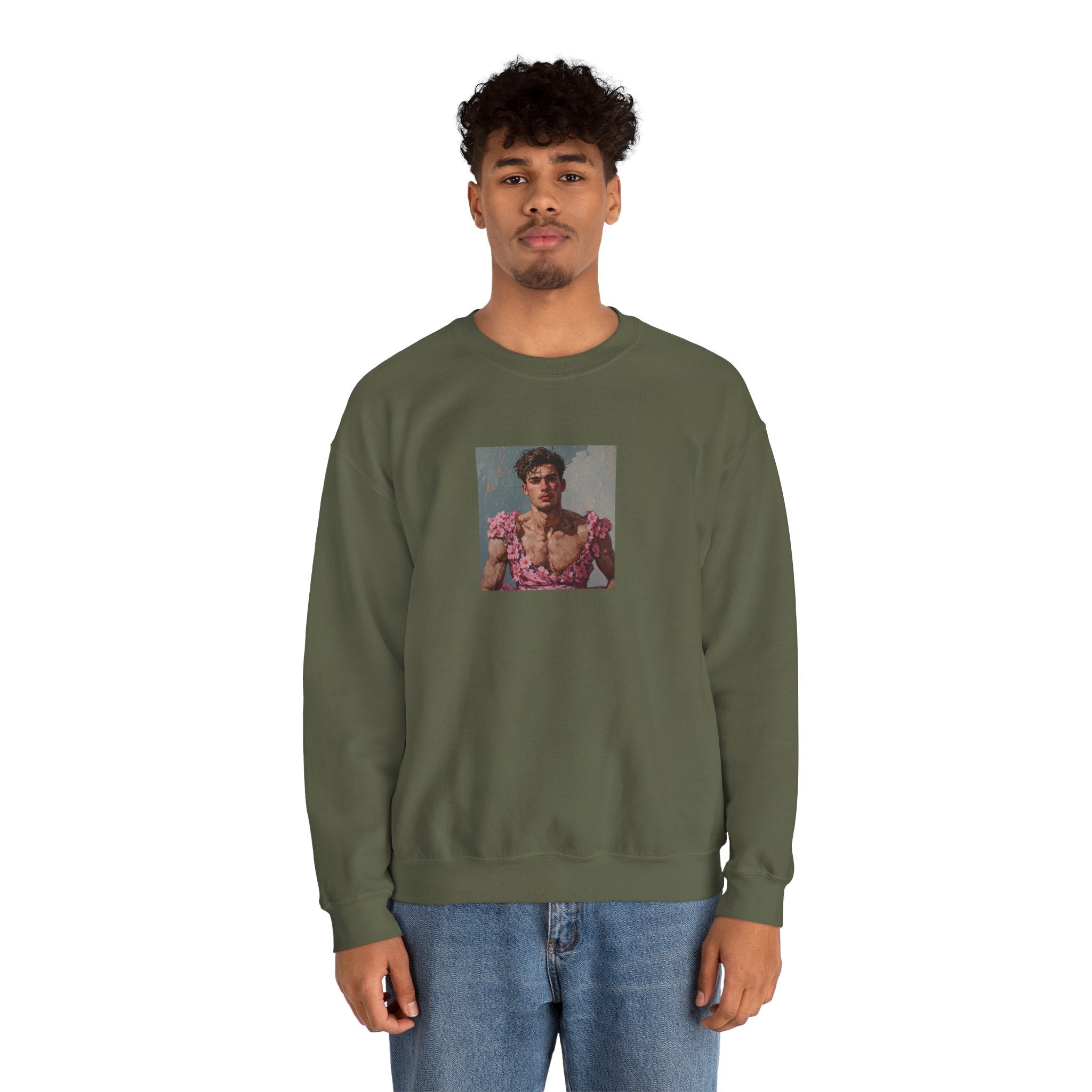 Man In Pink Dress Crewneck Sweatshirt