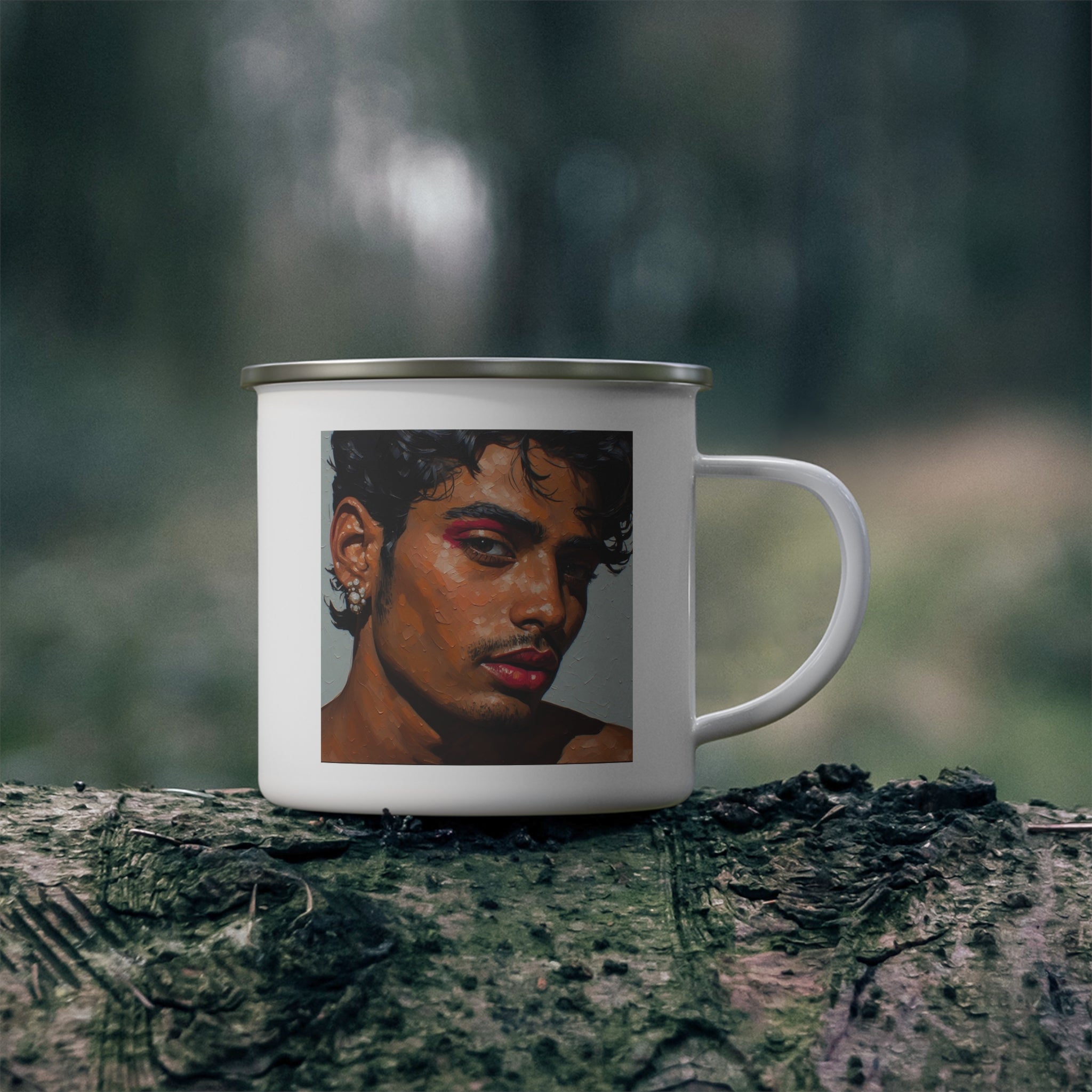 Man w/ Bijoux Camping Enamel Cup