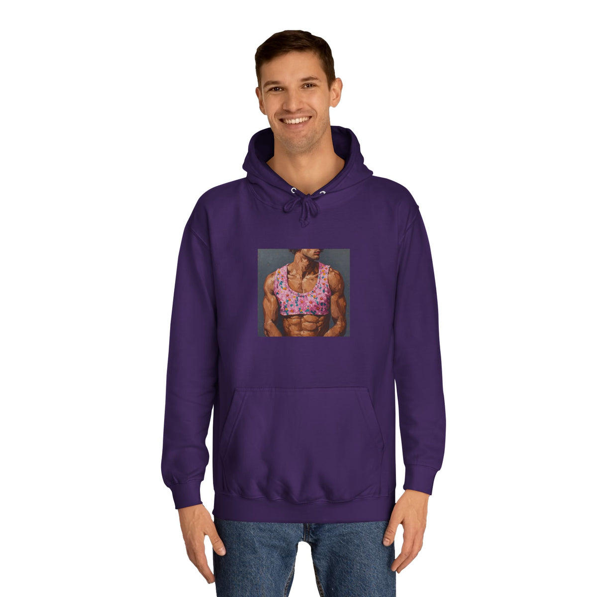 Man In Pink Crop Top Hoodie