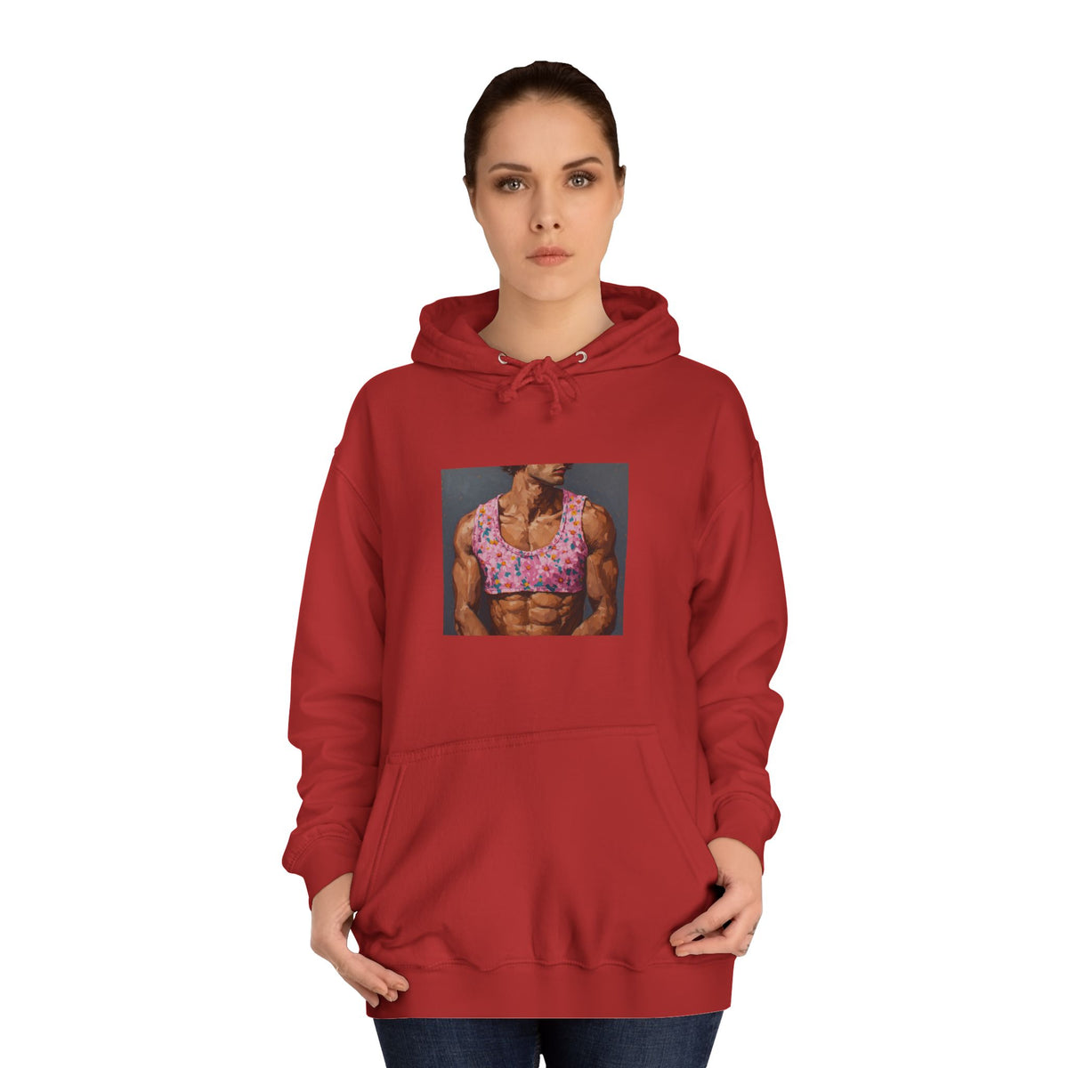 Man In Pink Crop Top Hoodie