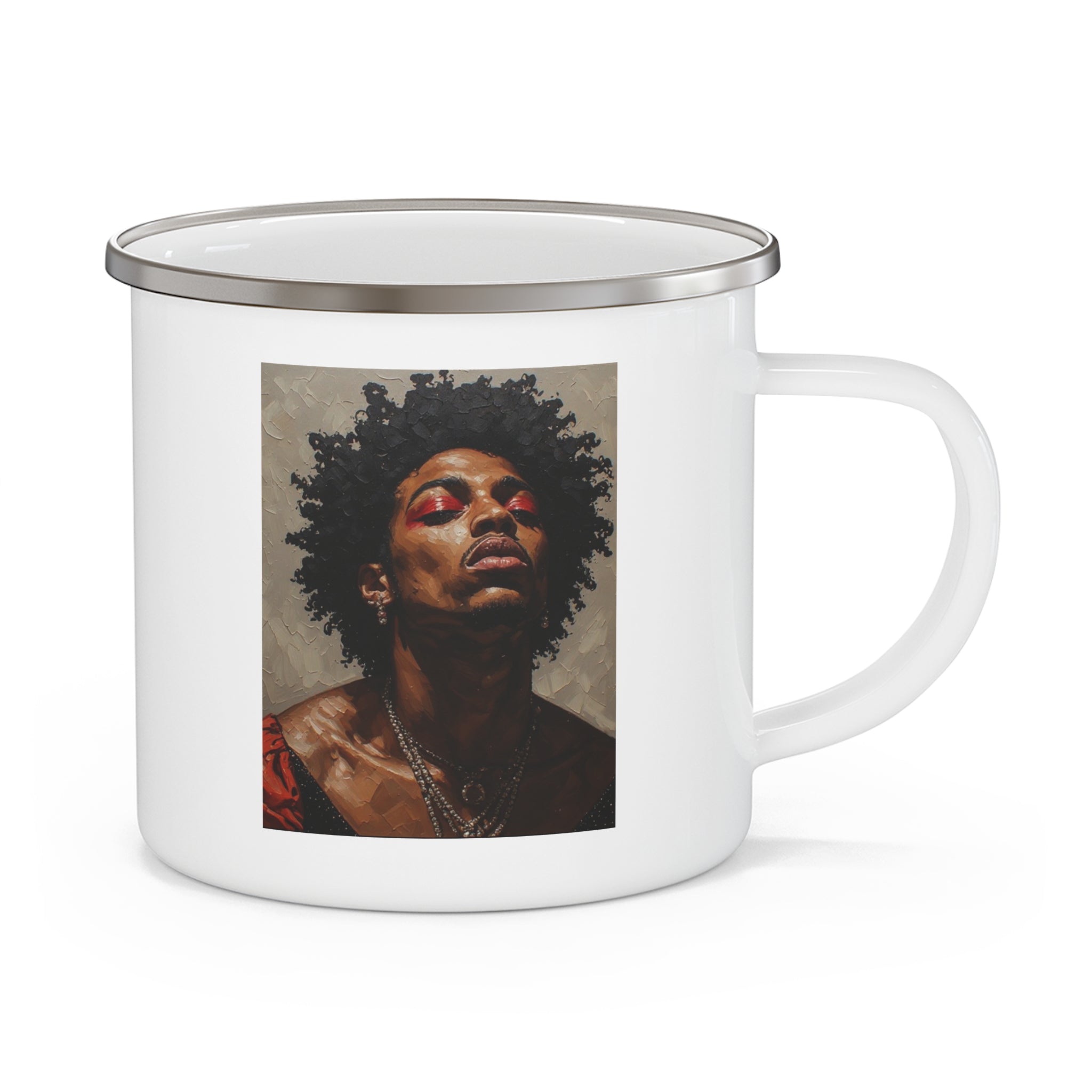 Man w/ Red Eyeshadow Camping Enamel Cup