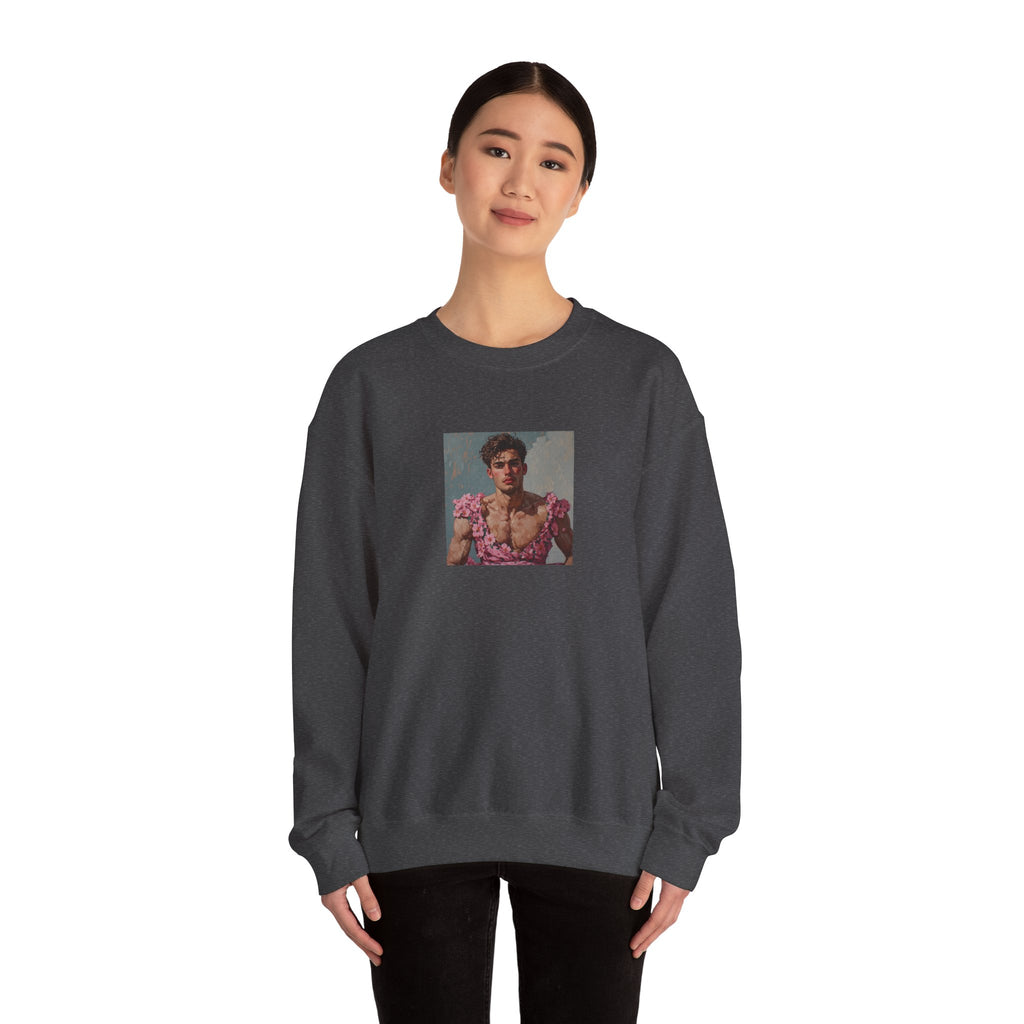 Man In Pink Dress Crewneck Sweatshirt